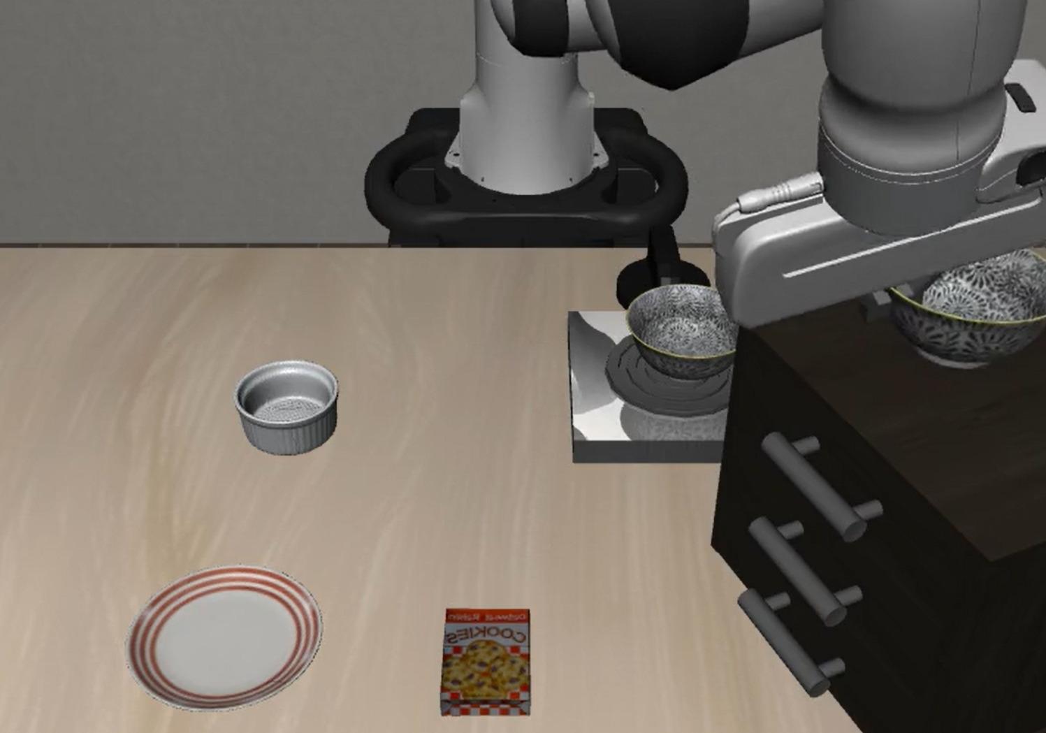 Simulated robot grasping a bowl